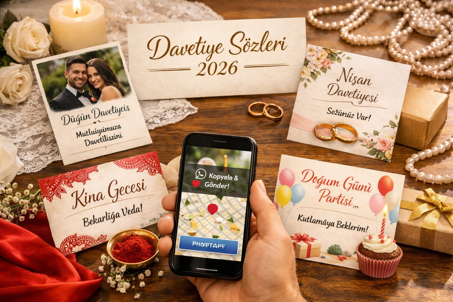 Davetiye Sözleri: Düğün, Nişan, Kına İçin Hazır Mesajlar (2026)